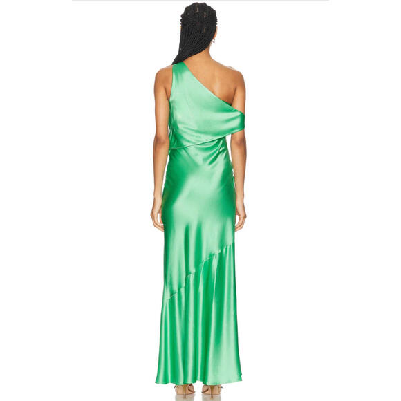 NWT Staud Naomi Dress Seaweed Green Satin Designer Maxi 4 Small - Picture 3 of 12